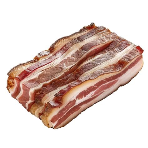 smoked bacon rashers laying  white background stock photo image