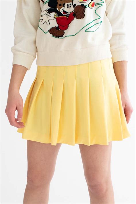 Yellow Stretch Pleated Skirt - Ragstock.com