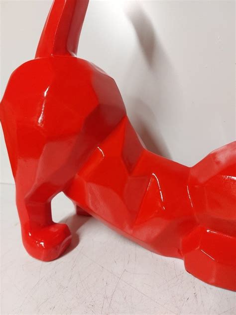 red playing cat origami shape (1) - polyresin - Catawiki