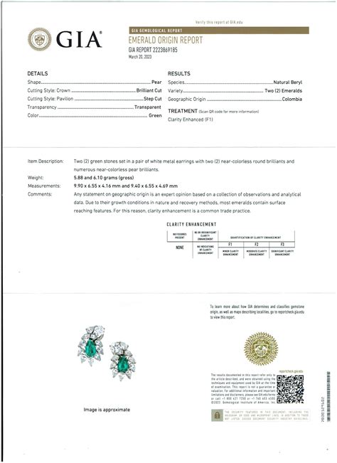 GIA Certified F1 4ct Colombian Emerald and 2 Gia Diamond FVVS2 Earrings