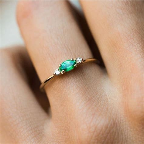 Natural Emerald Women Gold Plated Ring 925 Sterling Silver - Etsy