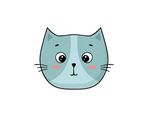 Cara de gato desenhada à mão. cabeça de gatinho de desenho vetorial ...