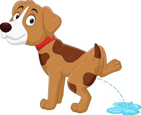 Premium Vector | Cartoon funny little dog peeing