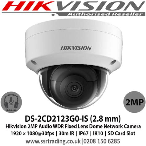 Hikvision DS-2CD2123G0-IS (2.8 mm) 2MP Audio WDR Fixed Lens Dome ...
