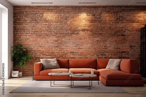 interior background room decor simple brick wall lounge living sofa ...