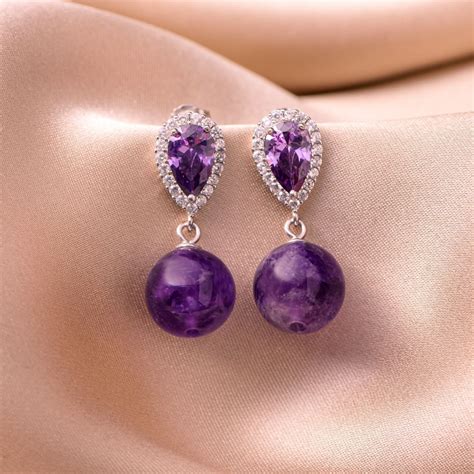 cercei argint delight zirconia ametist