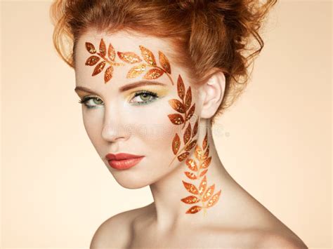 Autumn Girl Makeup stock photo. Image of colours, look - 27255972