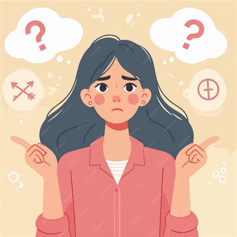 Premium Vector | Vector confused choice thinking doubt concept woman