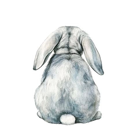 10 Printable Cute Rabbit Butt Clipart, Watercolor Art, Funny Rabbit