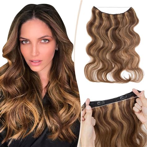 Amazon.com : Benehair Halo Hair Extensions Real Human Hair 16 Inch