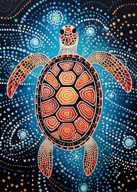 aboriginal turtle dot poster picture metal print paint  eline