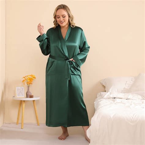 size silk robe women long silk robe  belt silk kimono robe