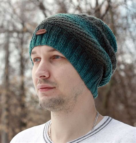 Мужские шапки на спицах - 88 фото