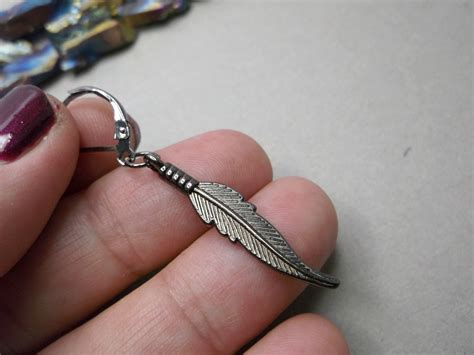 Black Feather Dangle Feather Earrings Gunmetal Dangle Boys - Etsy