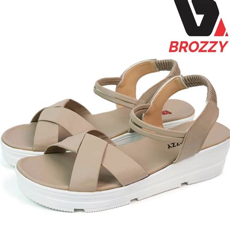 jual sandal wedges hak tinggi brozzy  sandal wanita tali sandal