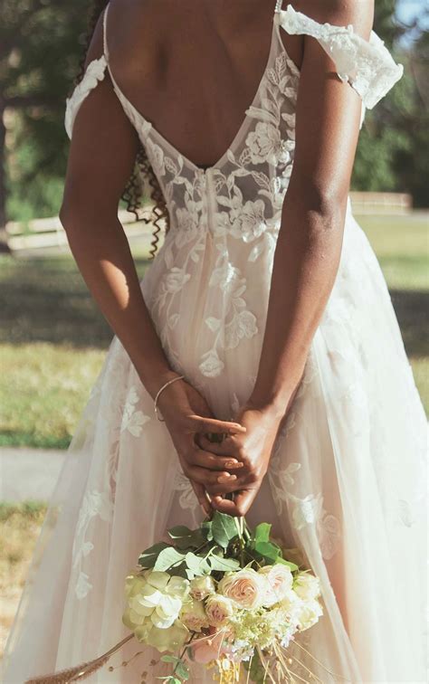 Romantic Floral Wedding Dress with Off-the-Shoulder Strap | Stella York