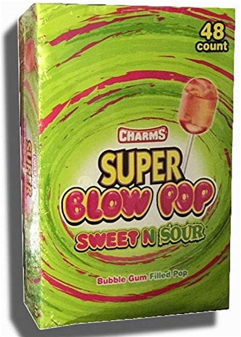 charms super blow pops sweet  sour lollipops  chewy bubble gum