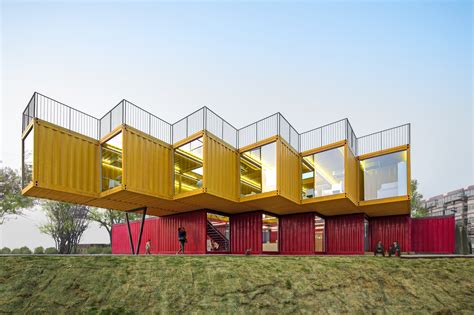 container stack pavilion peoples architecture archdaily