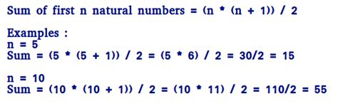 Program to find sum of first n natural numbers - GeeksforGeeks