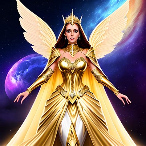 Golden galaxy goddess Angel fairy Queen princess dream wedding dress