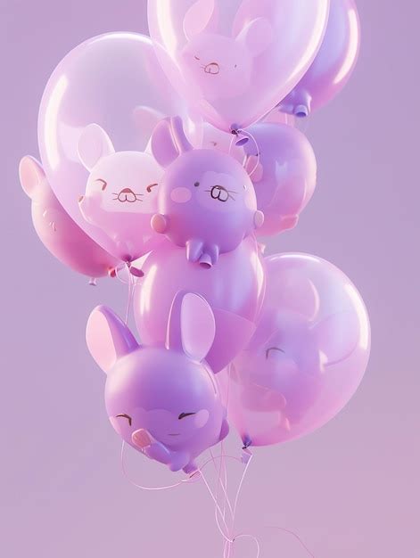 Premium AI Image | there are many balloons with a cat face on them ...