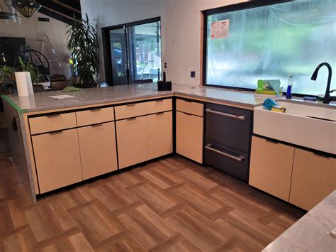 Maple Laminate Kitchen Refacing With Custom Made Cabinets - Cabinets