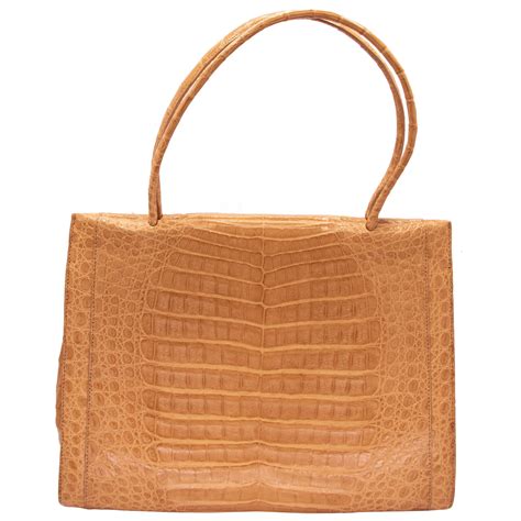 Nancy Gonzalez Nude Crocodile Hand Bag new with Neiman Marcus tags