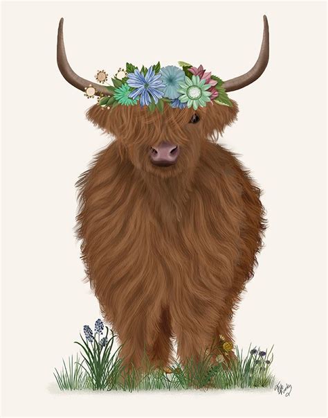 Somerset House - Images. HIGHLAND COW WITH FLOWER CROWN 2, FULL