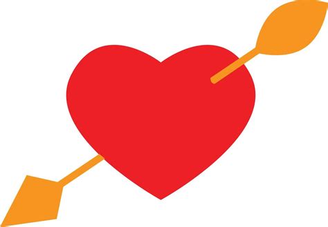 heart and arrow emoji icon on white background. red romantic heart with ...