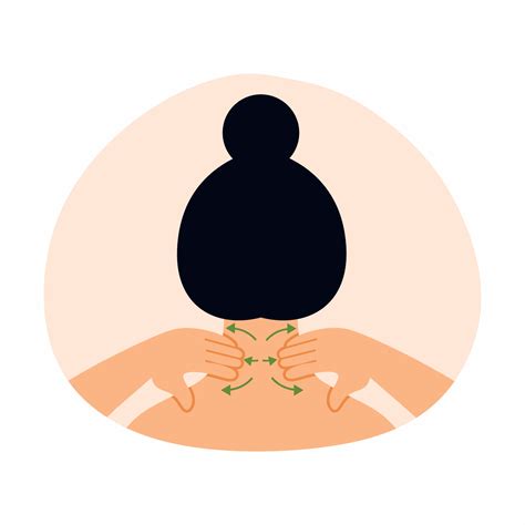 Girl gives herself neck and back massage. Prevention of osteochondrosis