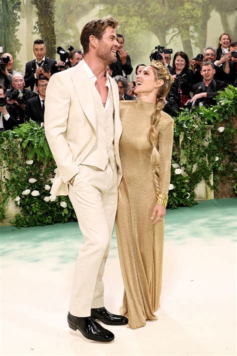 Chris Hemsworth’s Wife Elsa Pataky Glows in Sheer Gold Gown at 2024 Met