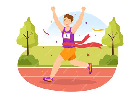 Premium Vector | Marathon Race Illustration with People Running Sport ...