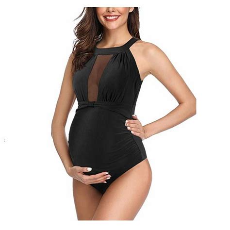 Baorden Maternity Swimsuit Solid Color One-Piece Widened and Enlarged
