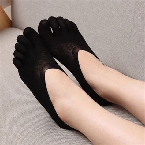 black fashion women cotton blend lace antiskid invisible  cut