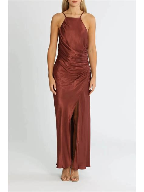 Shona Joy Thalia Bias Midi Dress in Sangria Size AU 12 | The Volte