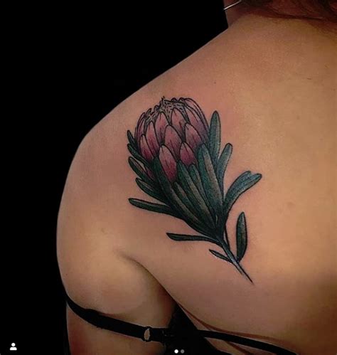 Protea Flower Tattoo. | Tattoos, Cover tattoo, Flower tattoo