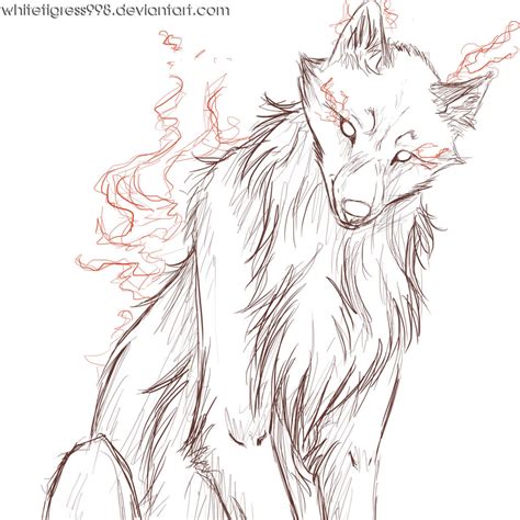 Sketch: Fire wolf by Niabolla on DeviantArt