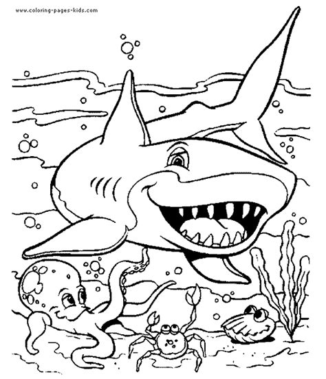 Shark in the ocean color page
