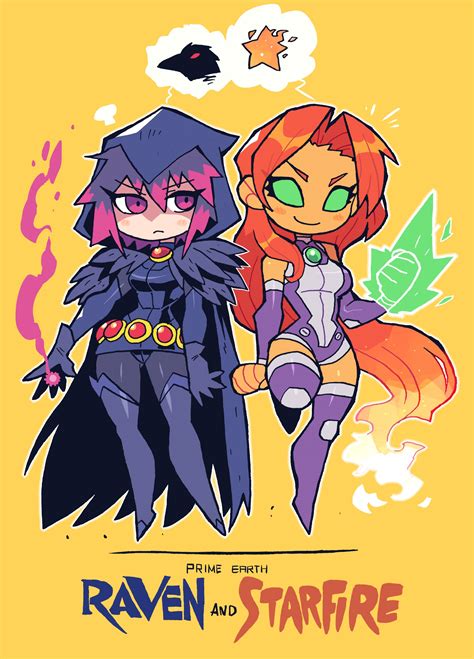 raven, starfire, and starfire (dc comics and 1 more) drawn by rariatto