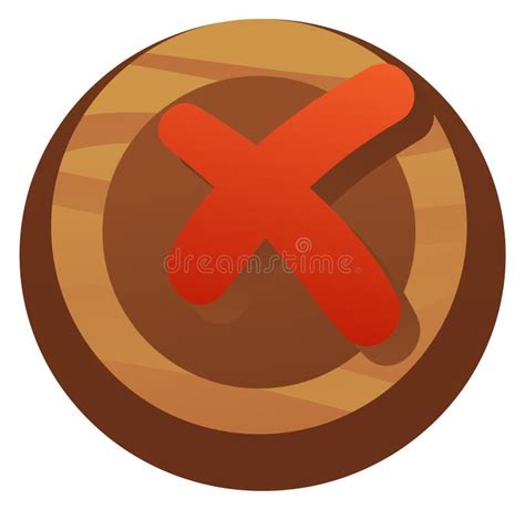 close button  game ui cartoon wooden interface stock vector