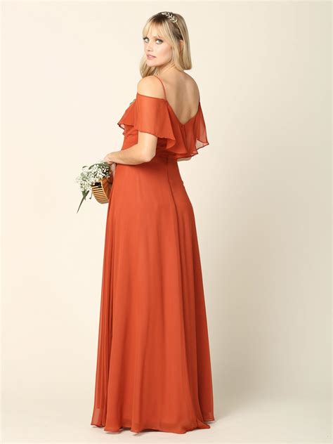 Mauve Long Off Shoulder Formal Bridesmaids Chiffon Dress - Mother of