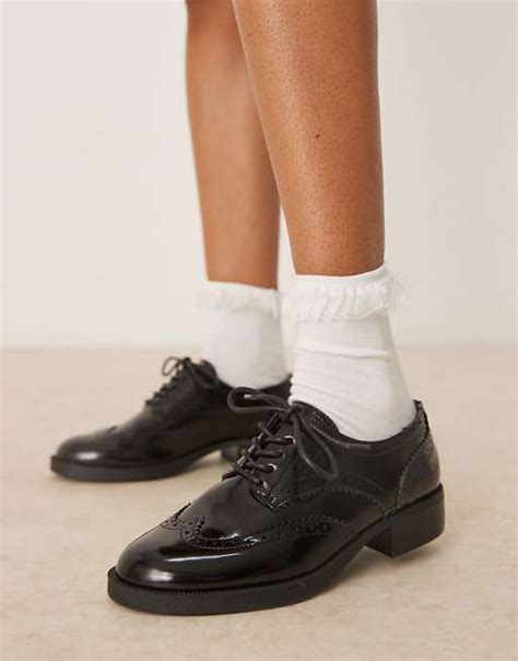 asos design manny lace  flat shoes  black asos
