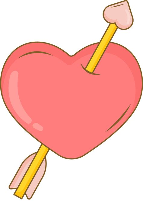 Arrow Hit Heart Icon In Peach And Yellow Color. 24339486 Vector Art at