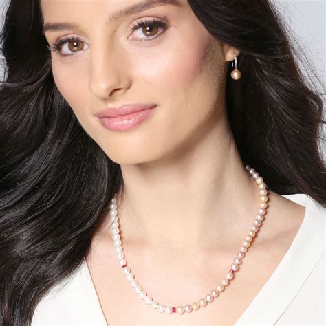 White, Pink & Ruby Briolette Spiritual Pearl Necklace | American Pearl