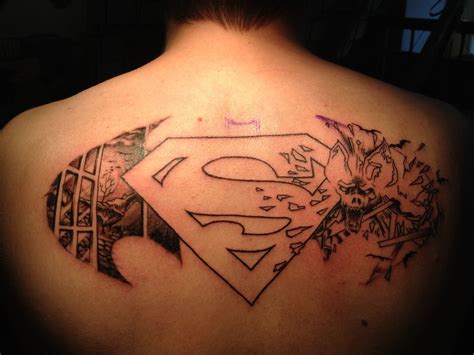 Thoughts & Rambles, About halfway finished Superman|Batman tattoo,...