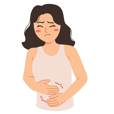 woman having stomach ache and period cramps illustration 9646452 Vector