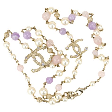 Chanel CC Crystal Pearl Star Necklace with Purple and Pink Gripoix For