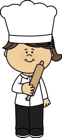 Girl Chef Holding a Rolling Pin Clip Art - Girl Chef Holding a Rolling ...