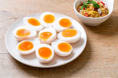 Premium Photo | Soft Boiled Eggs Spicy Salad