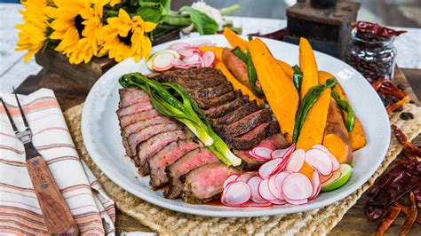 Recipe - Bridget Lancaster - Coffee-Chili–Rubbed Steaks with Sweet Potatoes and Scallions | Home ...